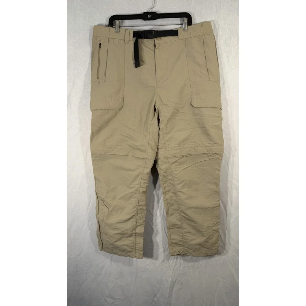 The North Face Convertible Cargo Belted Pants Mens XL Beige Work Hiking Outdoor‎